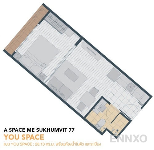รูปแปลนห้อง 1 Bedroom ของโครงการ เอ สเปซ มี สุขุมวิท 77