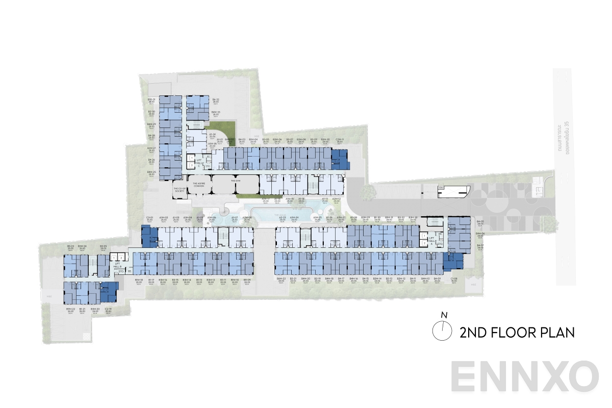 แปลนชั้น 2nd FLOOR PLAN ของโครงการ แอสปาย รัชโยธิน