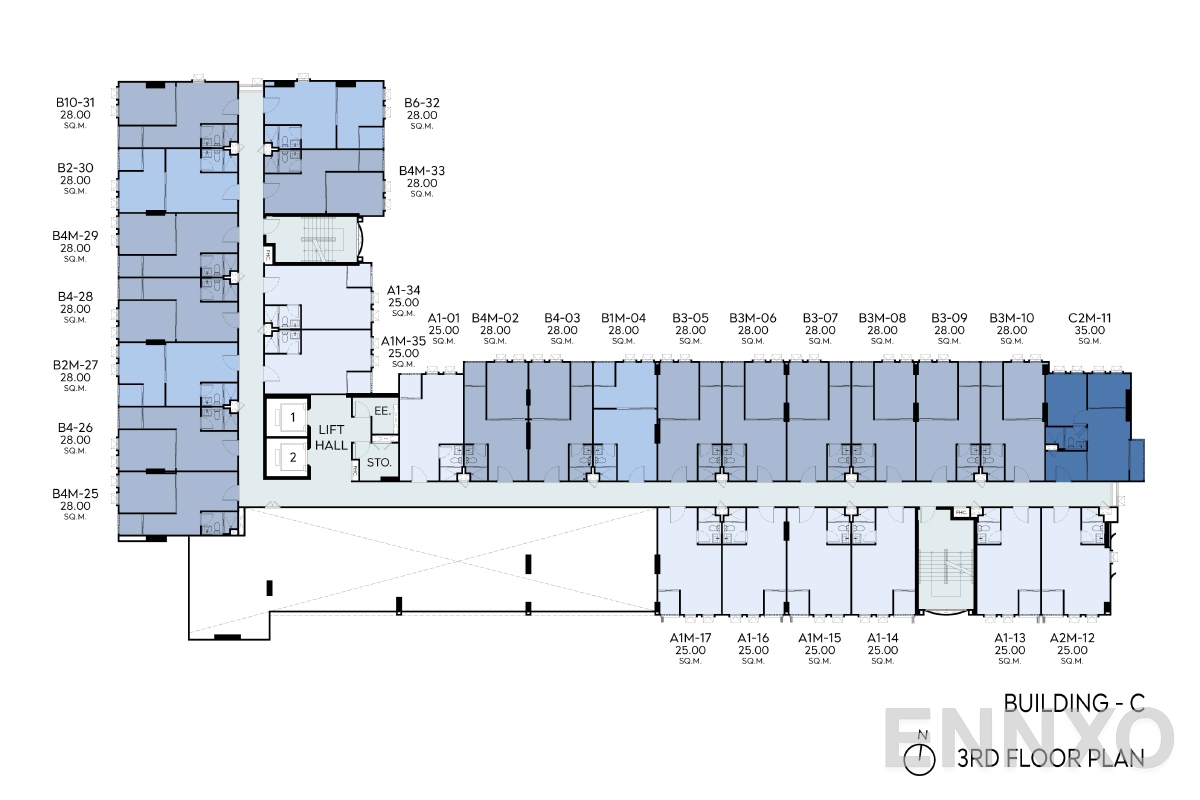 แปลนชั้น 3rd FLOOR PLAN ของโครงการ แอสปาย รัชโยธิน