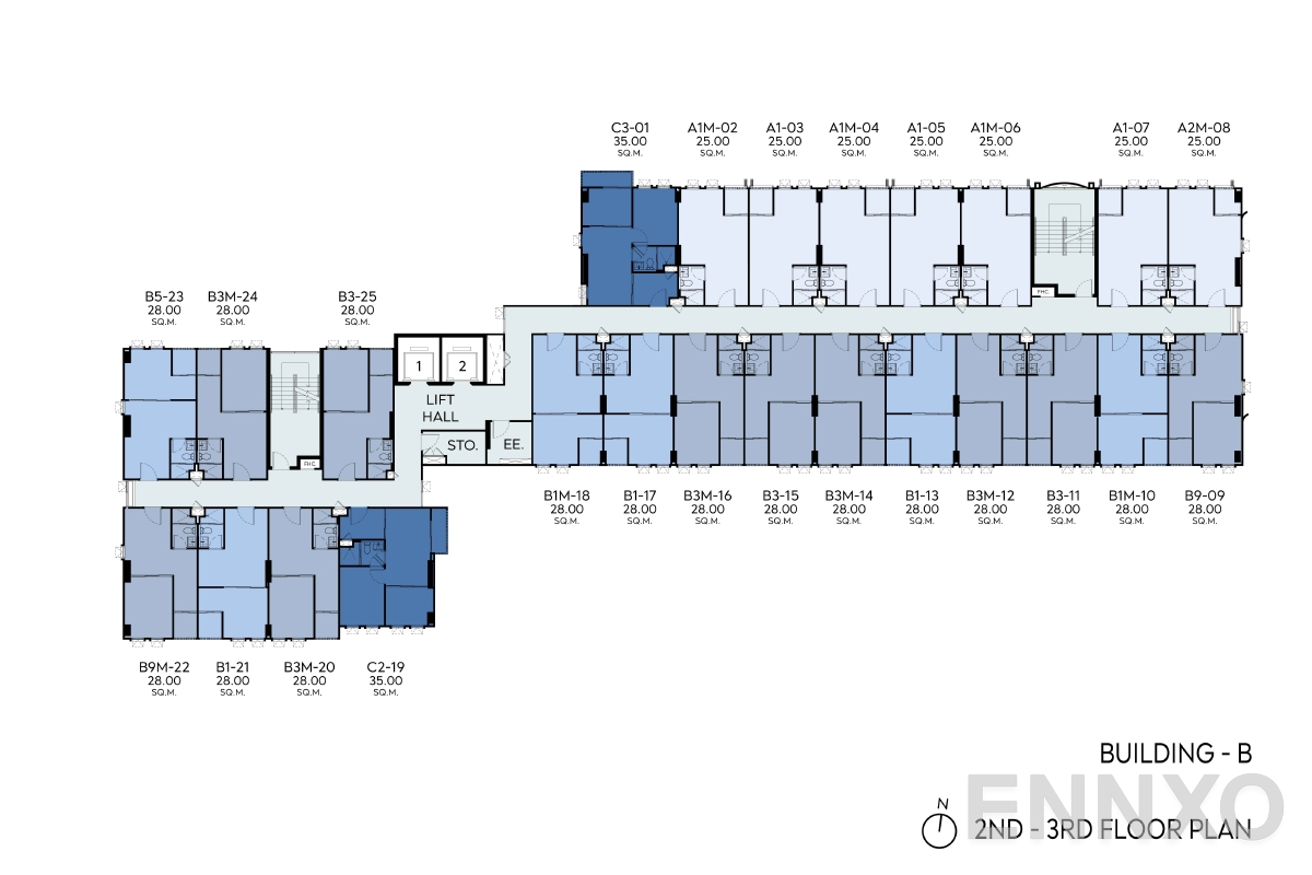 แปลนชั้น 2nd -3rd FLOOR PLAN ของโครงการ แอสปาย รัชโยธิน