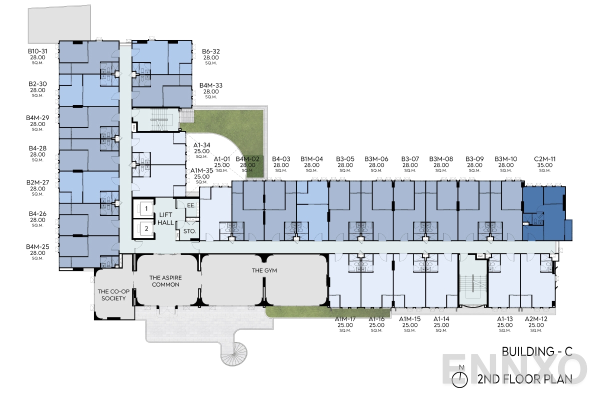 แปลนชั้น 2nd FLOOR PLAN ของโครงการ แอสปาย รัชโยธิน