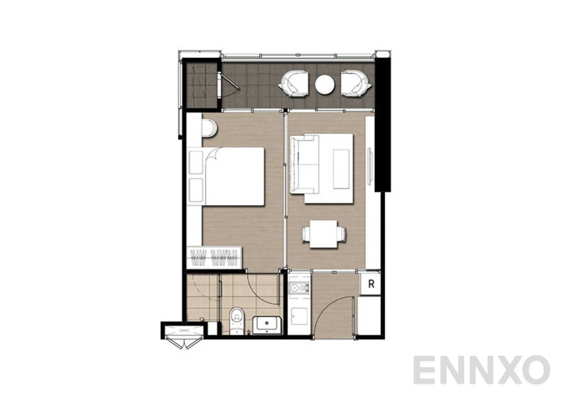 รูปแปลนห้อง 1 Bedroom ของโครงการ คอนโดเลต มิสท์ พระราม 9