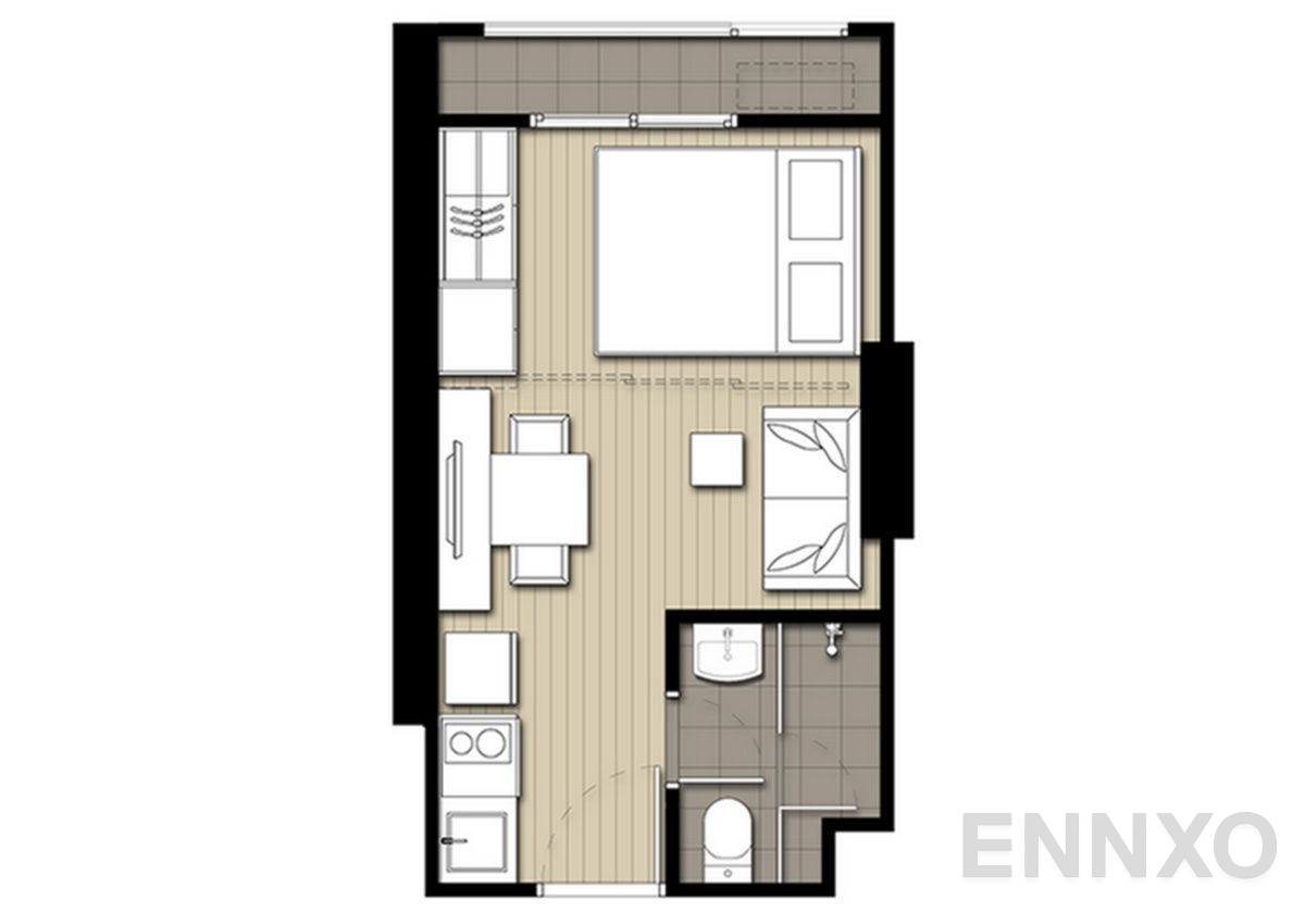 รูปแปลนห้อง Studio ของโครงการ Ideo Mobi Wongsawang - Interchange