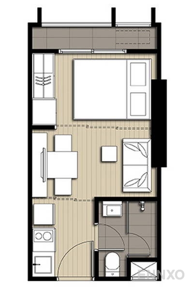 รูปแปลนห้อง Studio ของโครงการ Ideo Q Chula - Samyan