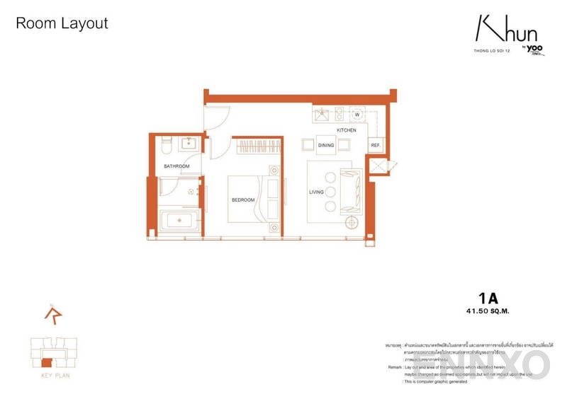 รูปแปลนห้อง 1 Bedroom ของโครงการ Khun by Yoo