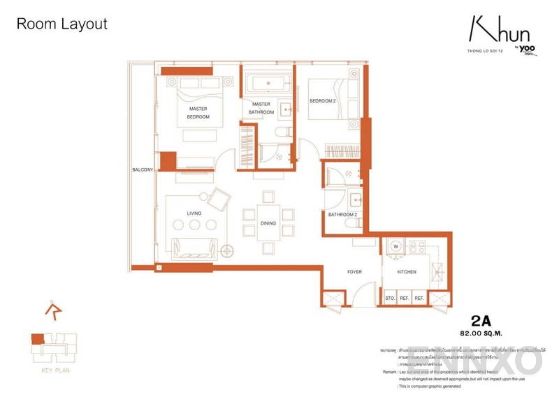 รูปแปลนห้อง 2 Bedrooms ของโครงการ Khun by Yoo