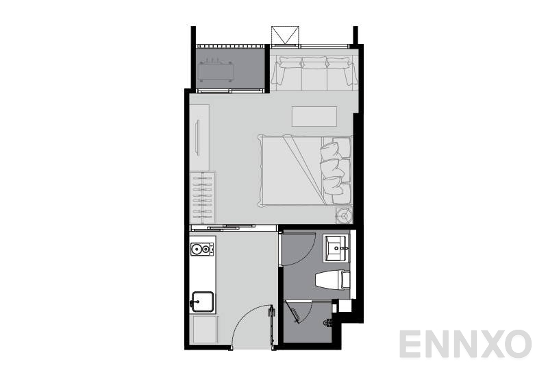 รูปแปลนห้อง Studio ของโครงการ ไลฟ์ สุขุมวิท 62