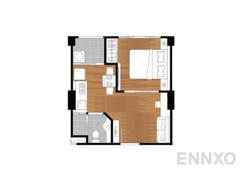 รูปแปลนห้อง 1 Bedroom ของโครงการ Lumpini Place Ratchayothin