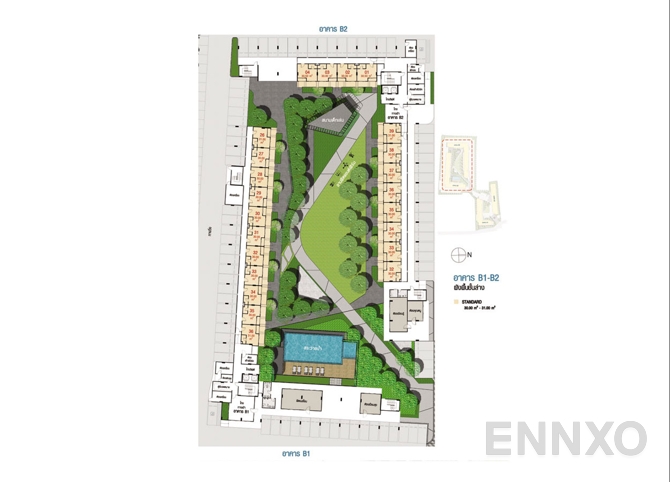 แปลนชั้น Ground floor Building B1, B2 ของโครงการ ลุมพินี วิลล์ พระนั่งเกล้า - ริเวอร์วิว