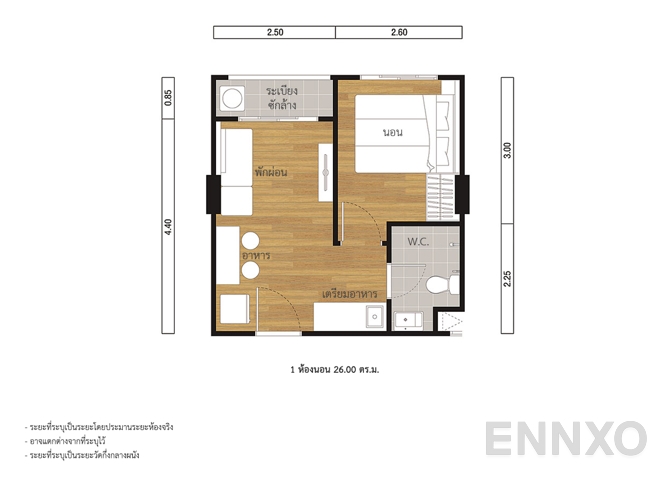 รูปแปลนห้อง 26.00 SQ.M. ของโครงการ ลุมพินี วิลล์ พระนั่งเกล้า - ริเวอร์วิว