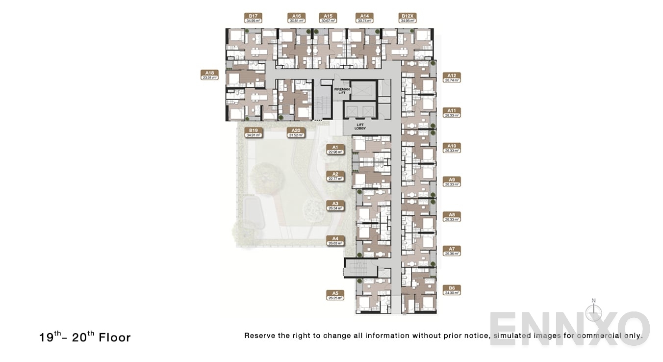 แปลนชั้น 19 - 20 Floor ของโครงการ Nue Noble Faichai - Wanglang