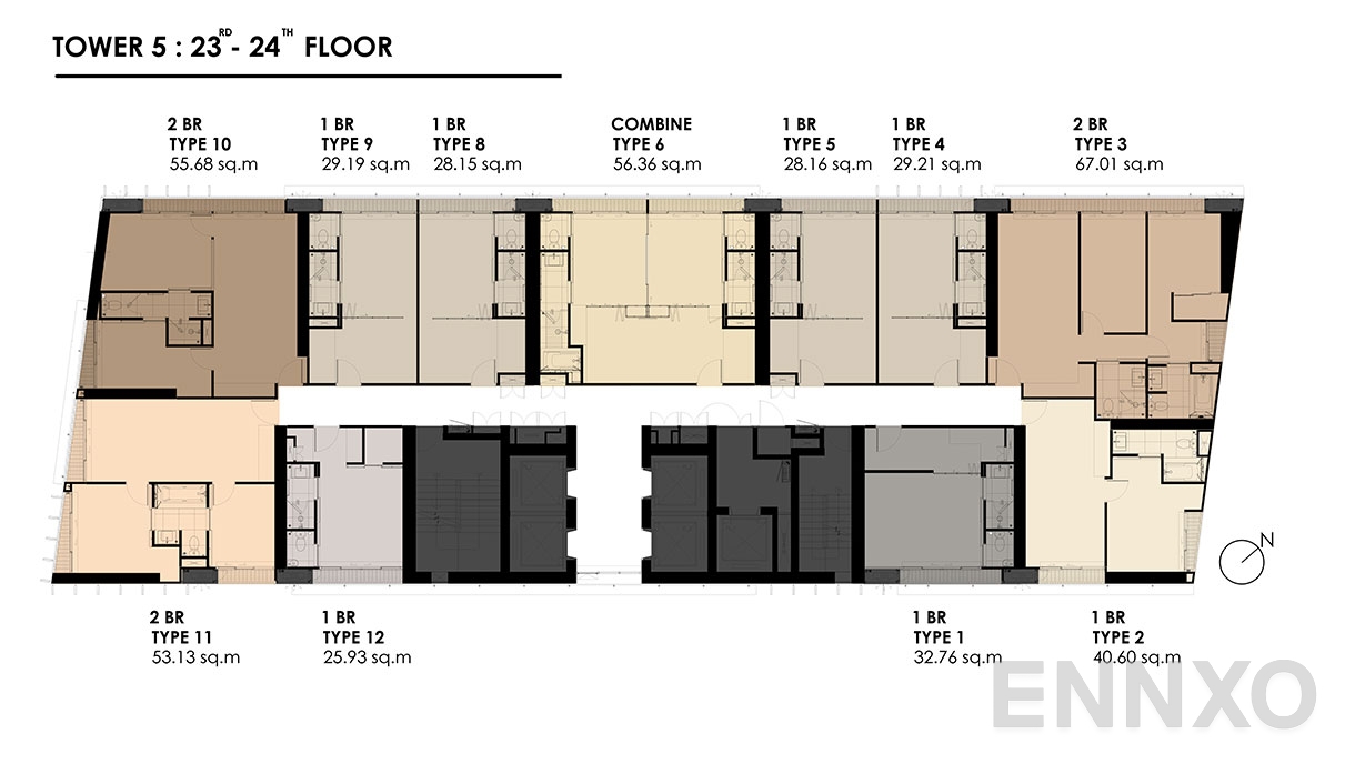แปลนชั้น TOWER 5 : 23-24 FLOOR ของโครงการ Park Origin Phromphong