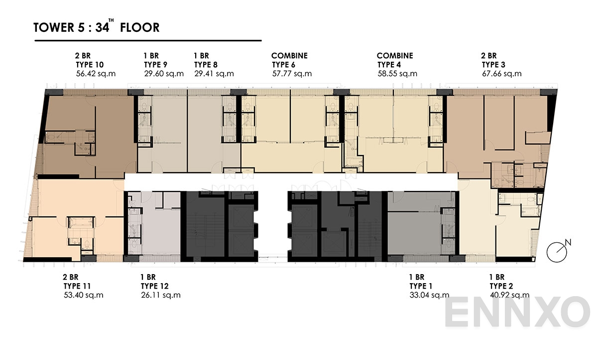 แปลนชั้น TOWER 5 : 34 FLOOR ของโครงการ Park Origin Phromphong
