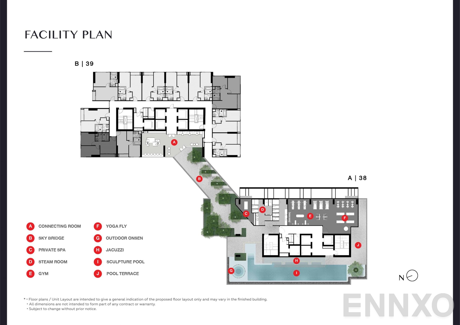 แปลนชั้น Facility Plan A 38, B 39 ของโครงการ Park Origin Thonglor