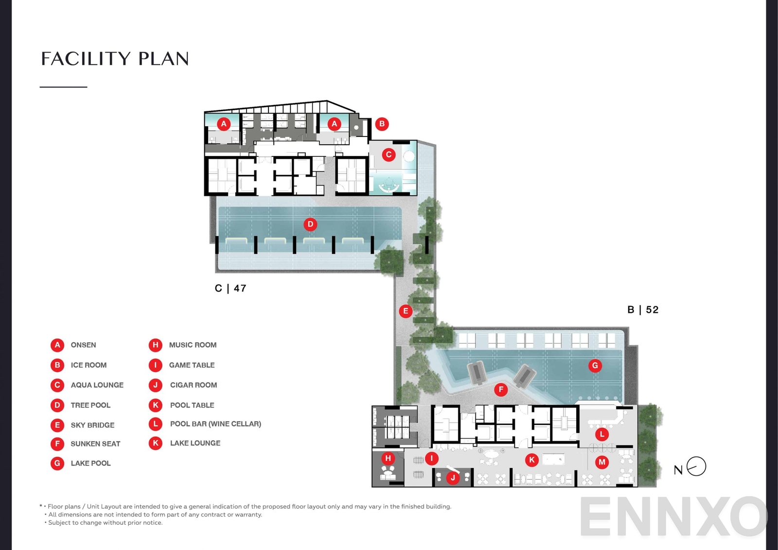 แปลนชั้น Facility Plan B 52, C 47 ของโครงการ Park Origin Thonglor