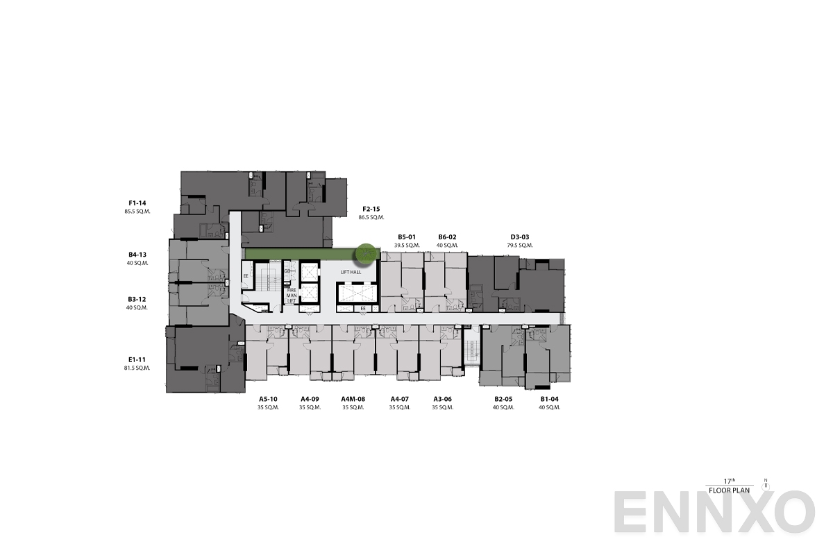 แปลนชั้น 17th floor plan ของโครงการ RHYTHM Ekkamai Estate