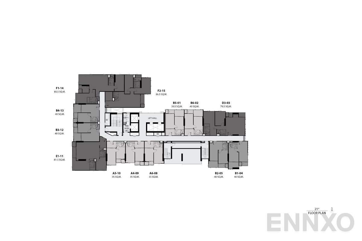 แปลนชั้น 21st floor plan ของโครงการ RHYTHM Ekkamai Estate
