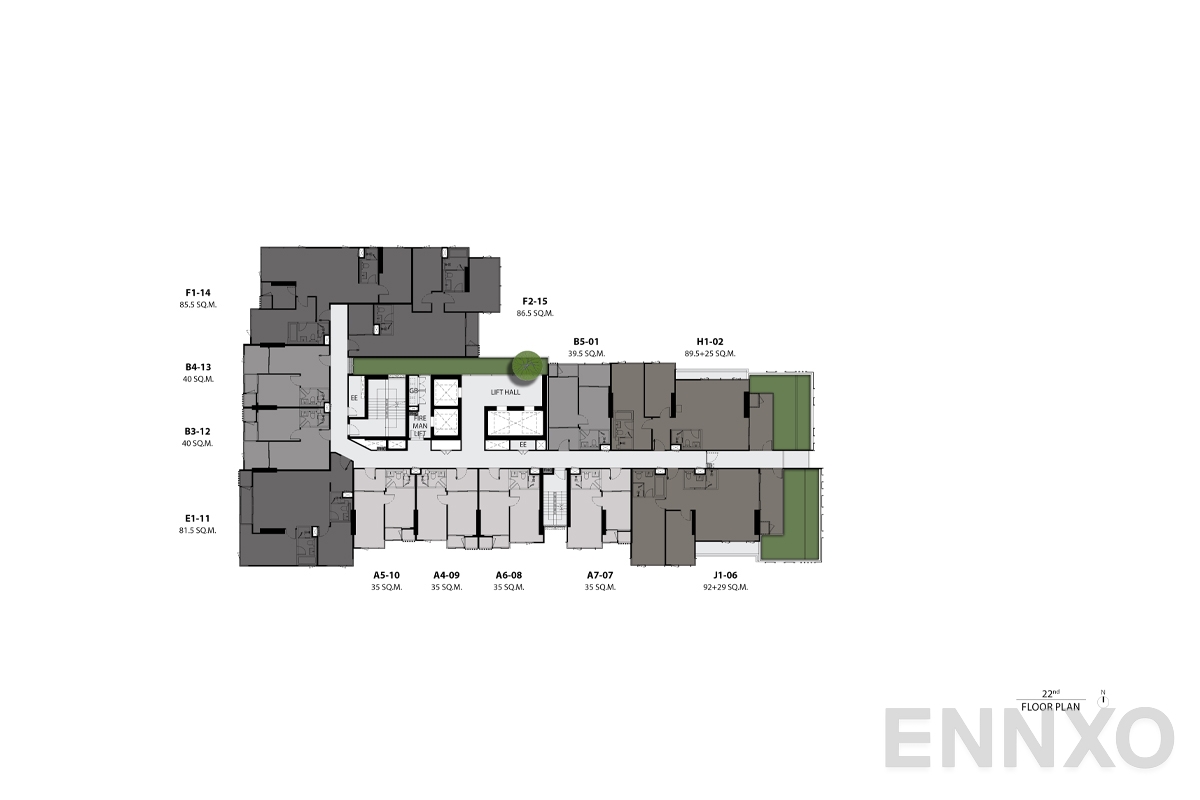 แปลนชั้น 22nd floor plan ของโครงการ RHYTHM Ekkamai Estate
