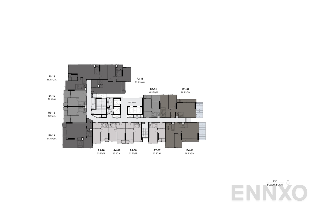 แปลนชั้น 23rd floor plan ของโครงการ RHYTHM Ekkamai Estate