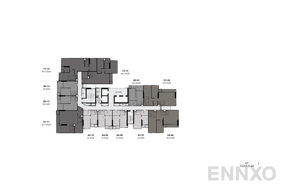 แปลนชั้น 24th floor plan ของโครงการ RHYTHM Ekkamai Estate