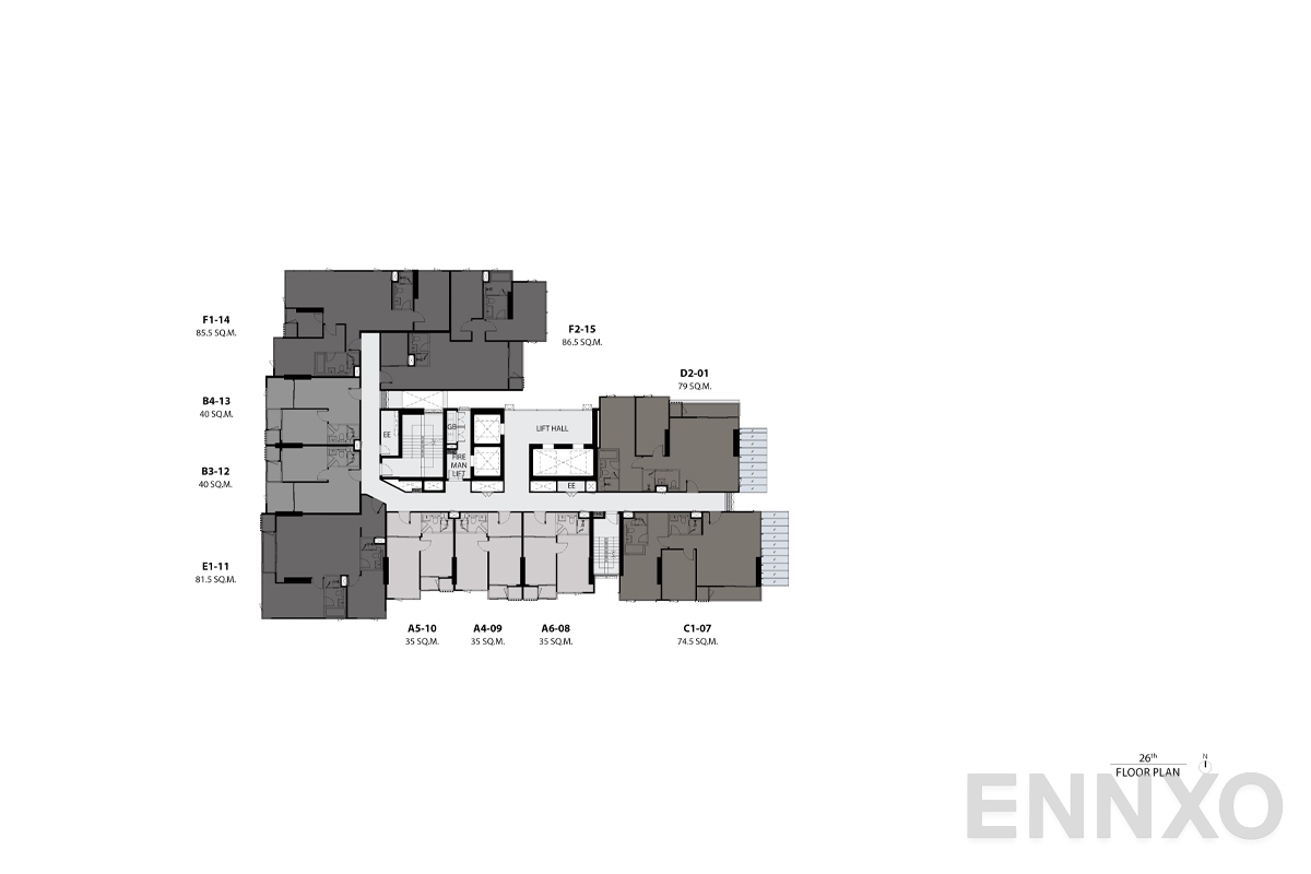 แปลนชั้น 26th floor plan ของโครงการ RHYTHM Ekkamai Estate
