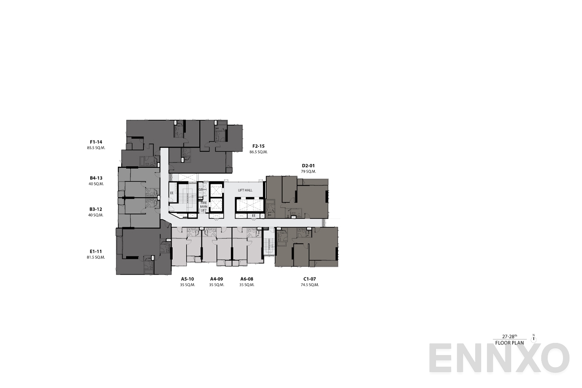 แปลนชั้น 27th-28th floor plan ของโครงการ RHYTHM Ekkamai Estate