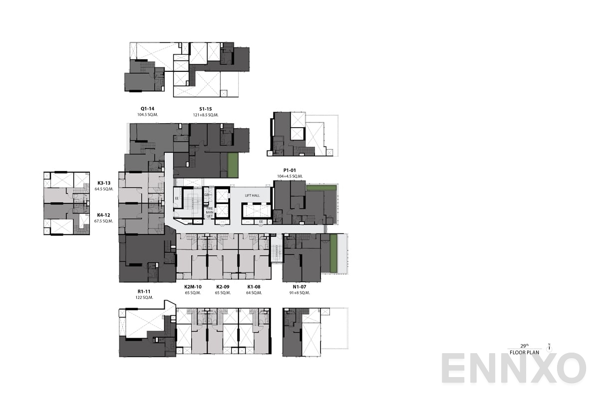 แปลนชั้น 29th floor plan ของโครงการ RHYTHM Ekkamai Estate
