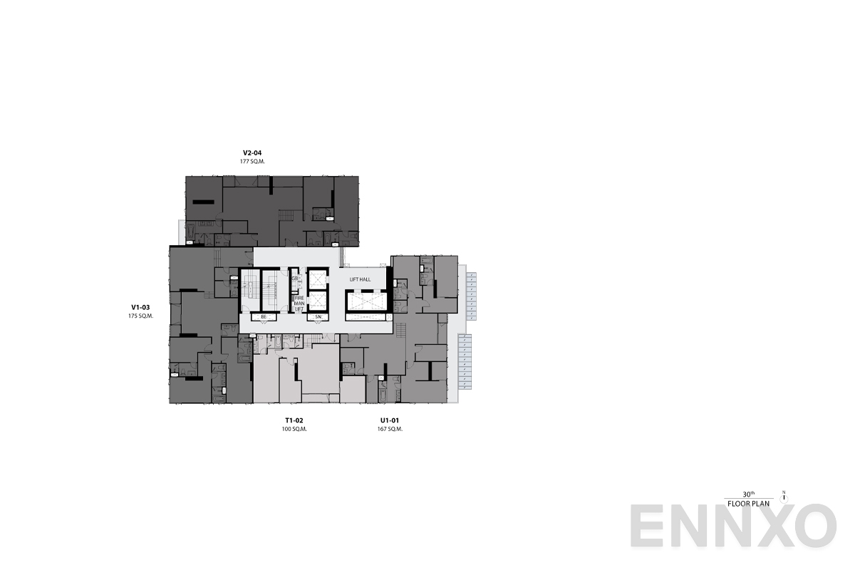 แปลนชั้น 30th floor plan ของโครงการ RHYTHM Ekkamai Estate