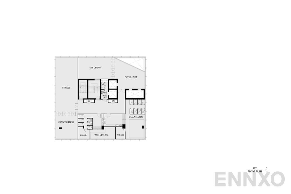 แปลนชั้น 32nd floor plan ของโครงการ RHYTHM Ekkamai Estate