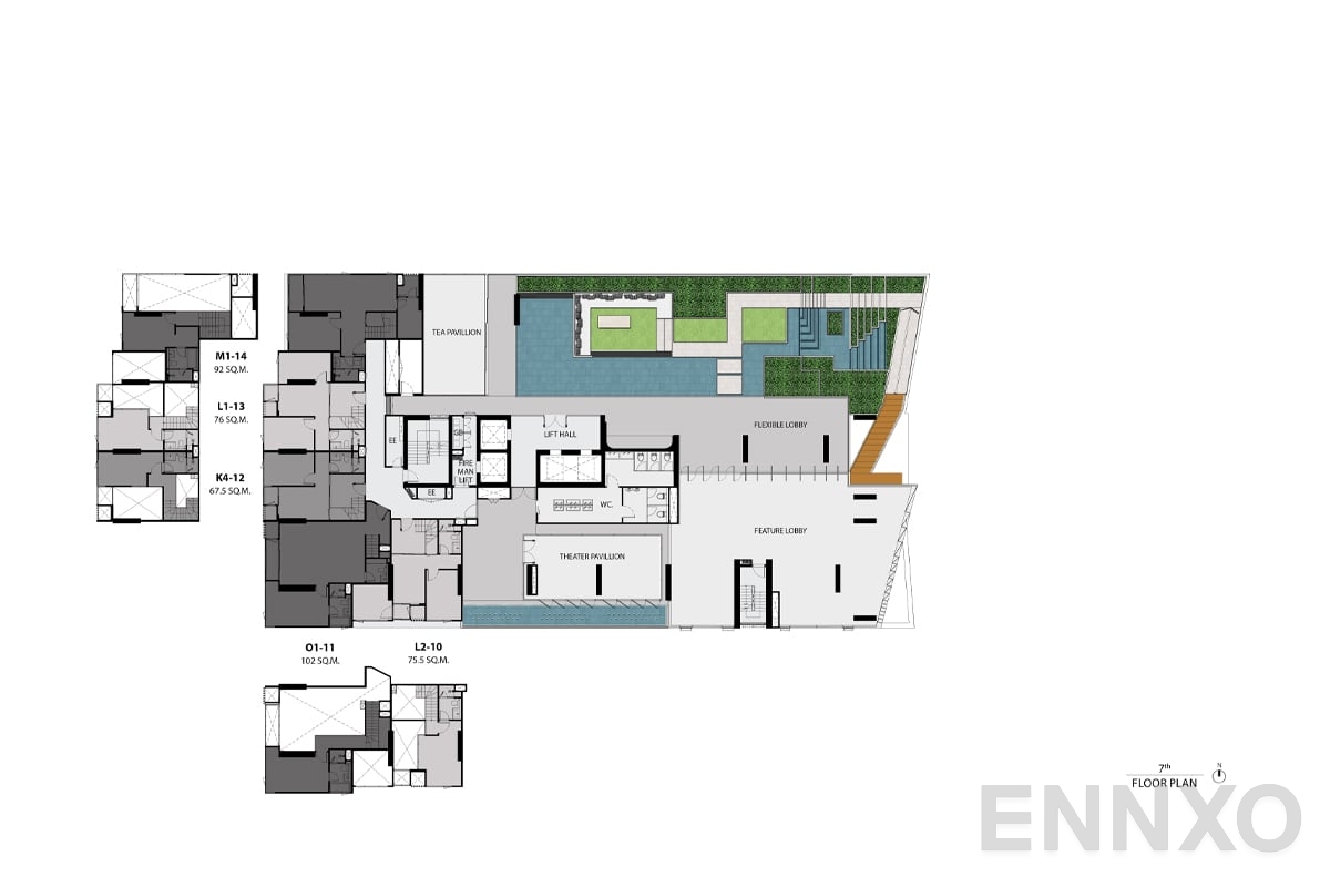 แปลนชั้น 7th floor plan ของโครงการ RHYTHM Ekkamai Estate