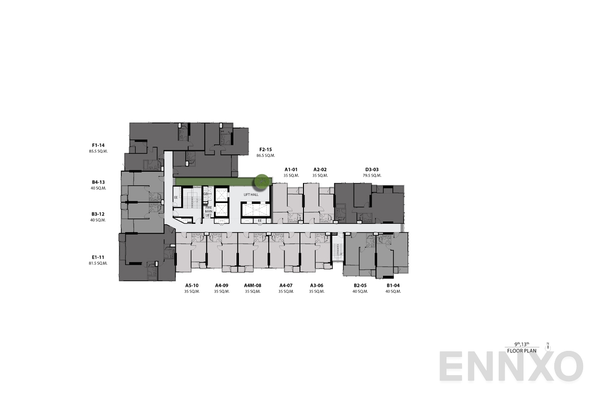 แปลนชั้น 9th,12Ath floor plan ของโครงการ RHYTHM Ekkamai Estate