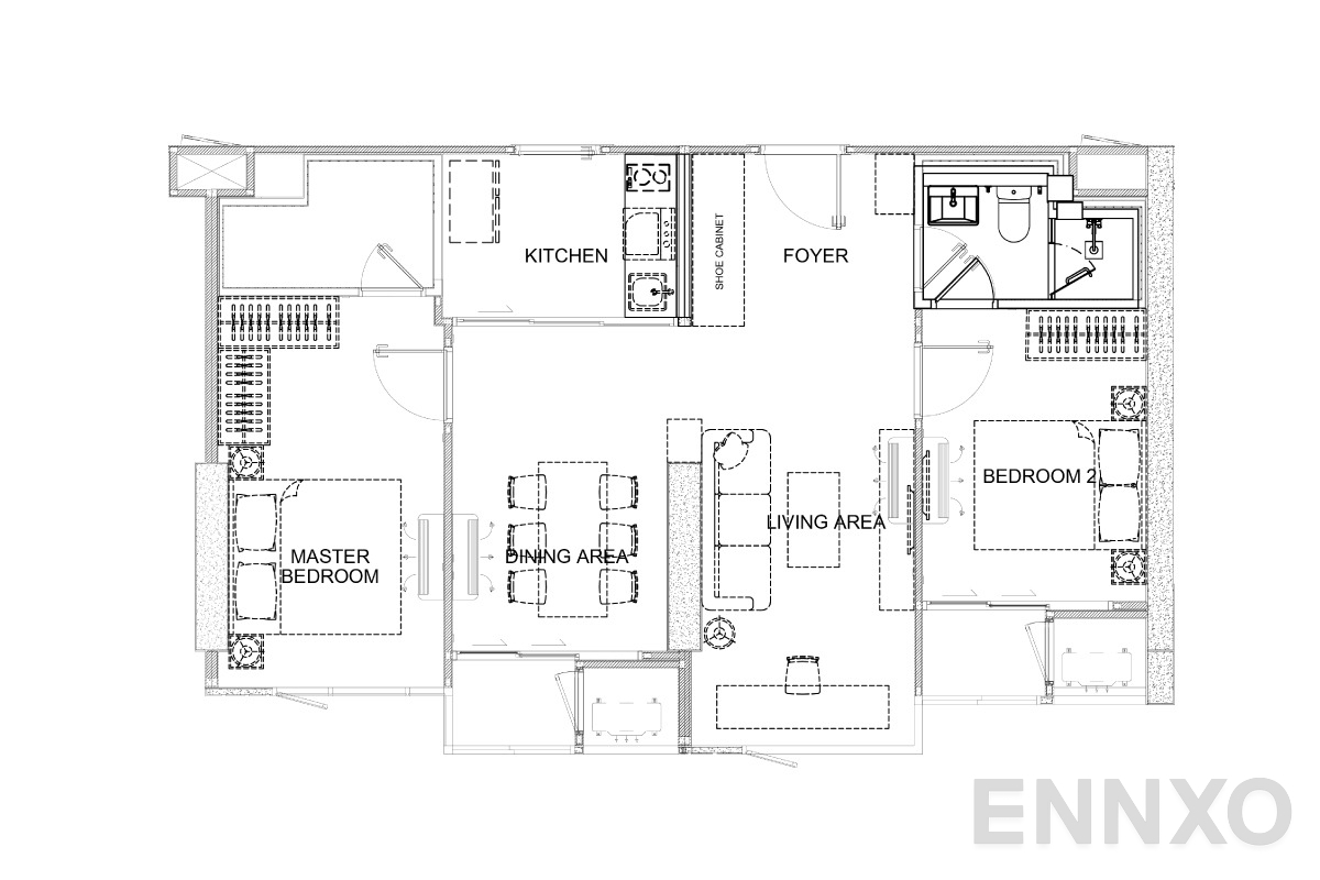 รูปแปลนห้อง 2 Bedroom 70 sq.m. ของโครงการ RHYTHM Ekkamai Estate