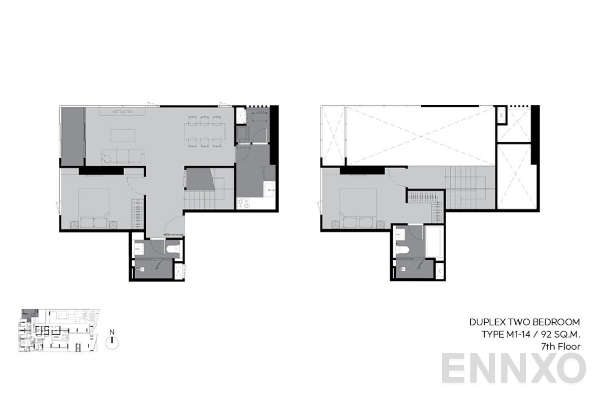 รูปแปลนห้อง m1-14 92 sq.m. (7th floor) ของโครงการ RHYTHM Ekkamai Estate