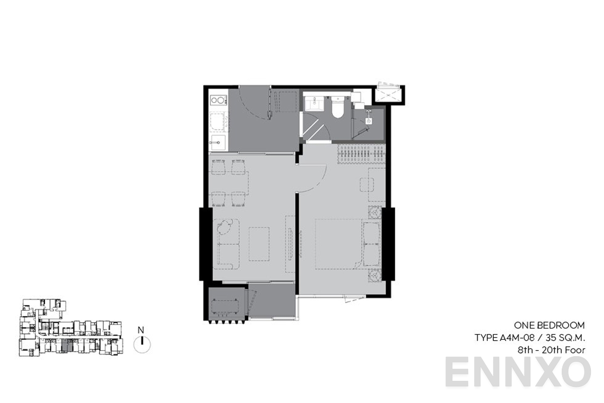 รูปแปลนห้อง a4m-08 35sqm_8th-20th ของโครงการ RHYTHM Ekkamai Estate