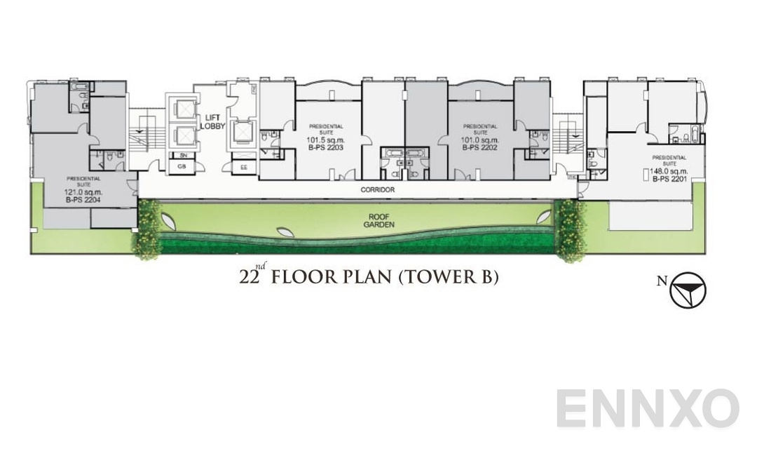 แปลนชั้น TowerB-22TH ของโครงการ ศุภาลัย โอเรียนทัล สุขุมวิท 39