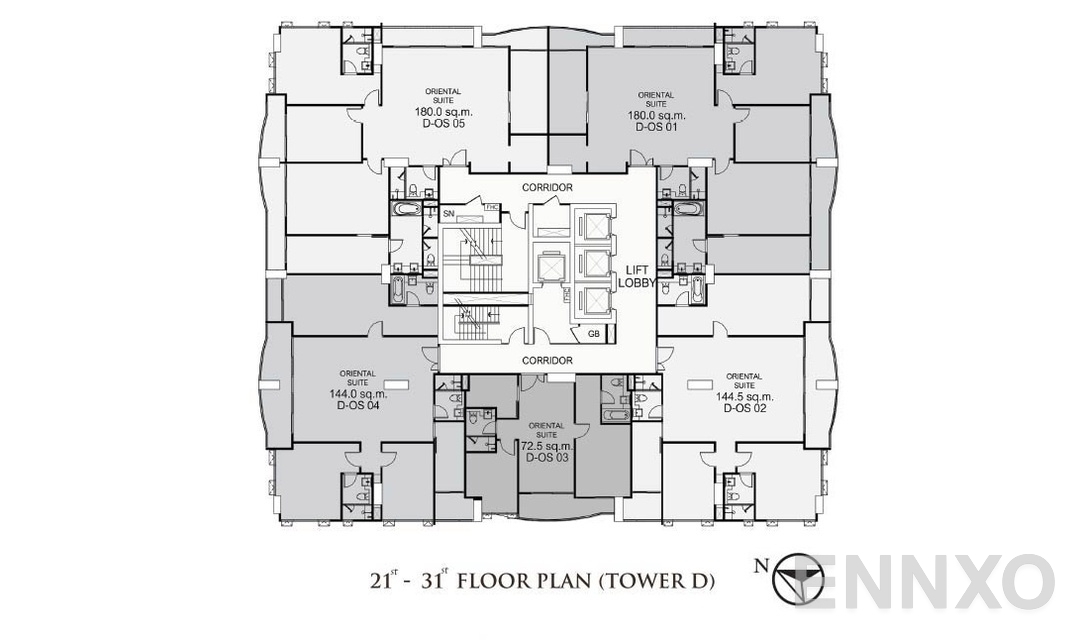 แปลนชั้น TowerD21-31TH ของโครงการ ศุภาลัย โอเรียนทัล สุขุมวิท 39