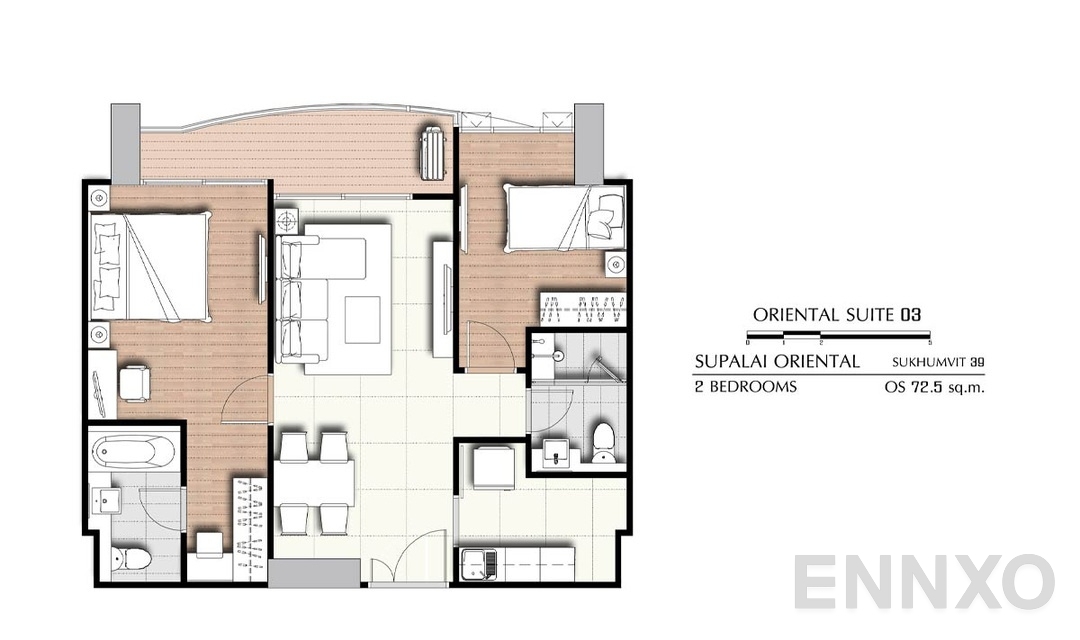 รูปแปลนห้อง 2 Bedrooms OS03 (72.5 ตร.ม.) ของโครงการ ศุภาลัย โอเรียนทัล สุขุมวิท 39