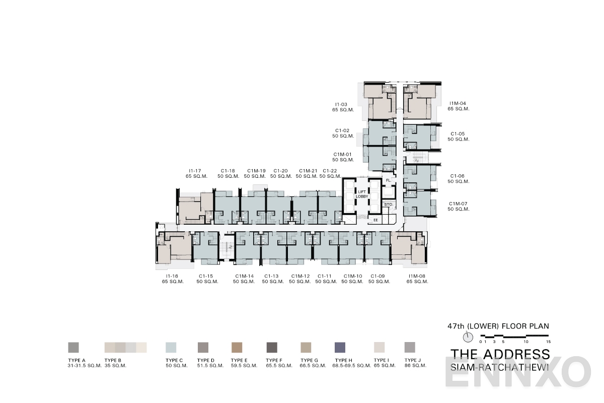 แปลนชั้น 47th Lower Floor ของโครงการ ดิ แอดเดรส สยาม-ราชเทวี