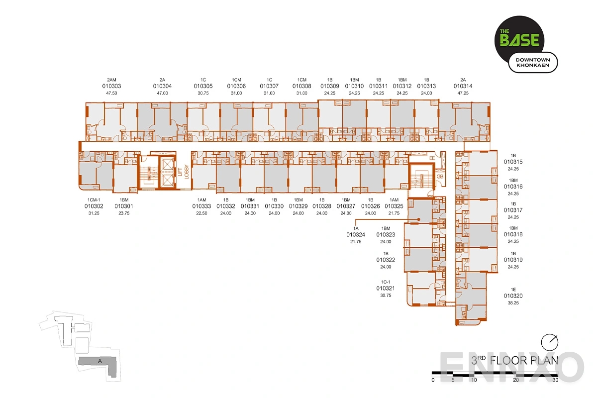แปลนชั้น A-3F ของโครงการ The Base Downtown Khonkaen