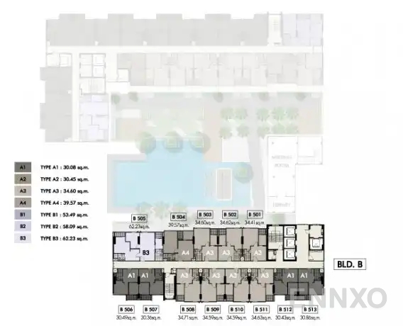 แปลนชั้น Building B (5th Floor) ของโครงการ เดอะ นิช โมโน รัชวิภา