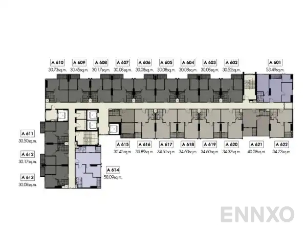 แปลนชั้น Building A (6th - 27th Floor) ของโครงการ เดอะ นิช โมโน รัชวิภา