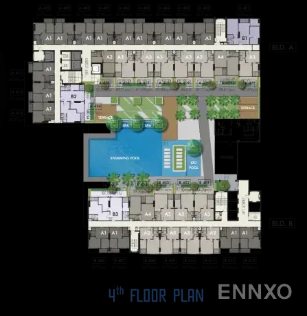แปลนชั้น Building B (4th Floor) ของโครงการ เดอะ นิช โมโน รัชวิภา