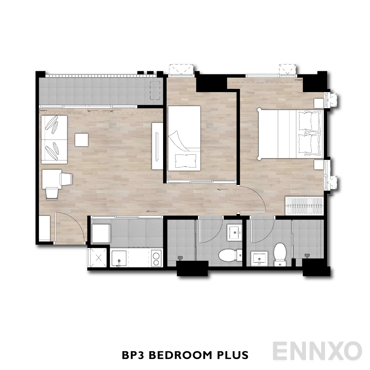 รูปแปลนห้อง BP3 BEDROOM PLUS ของโครงการ ดิ ออริจิ้น พหลฯ - สะพานใหม่