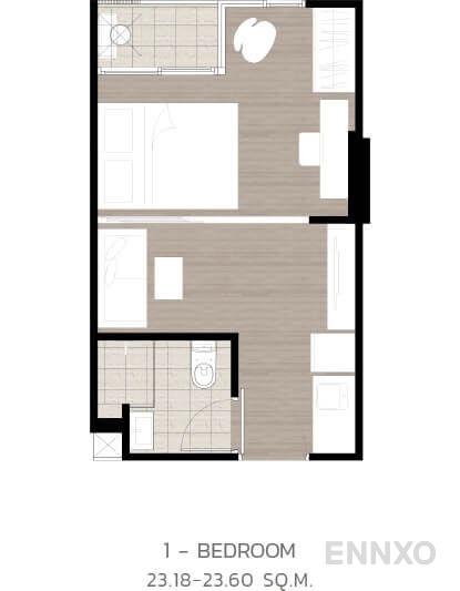 รูปแปลนห้อง 1 Bedroom ของโครงการ Wynn Condo Ladprao - Chockchai 4