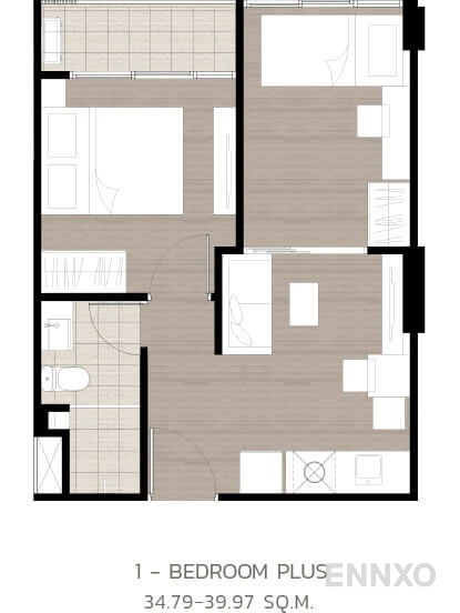 รูปแปลนห้อง 1 Bedroom Plus ของโครงการ Wynn Condo Ladprao - Chockchai 4
