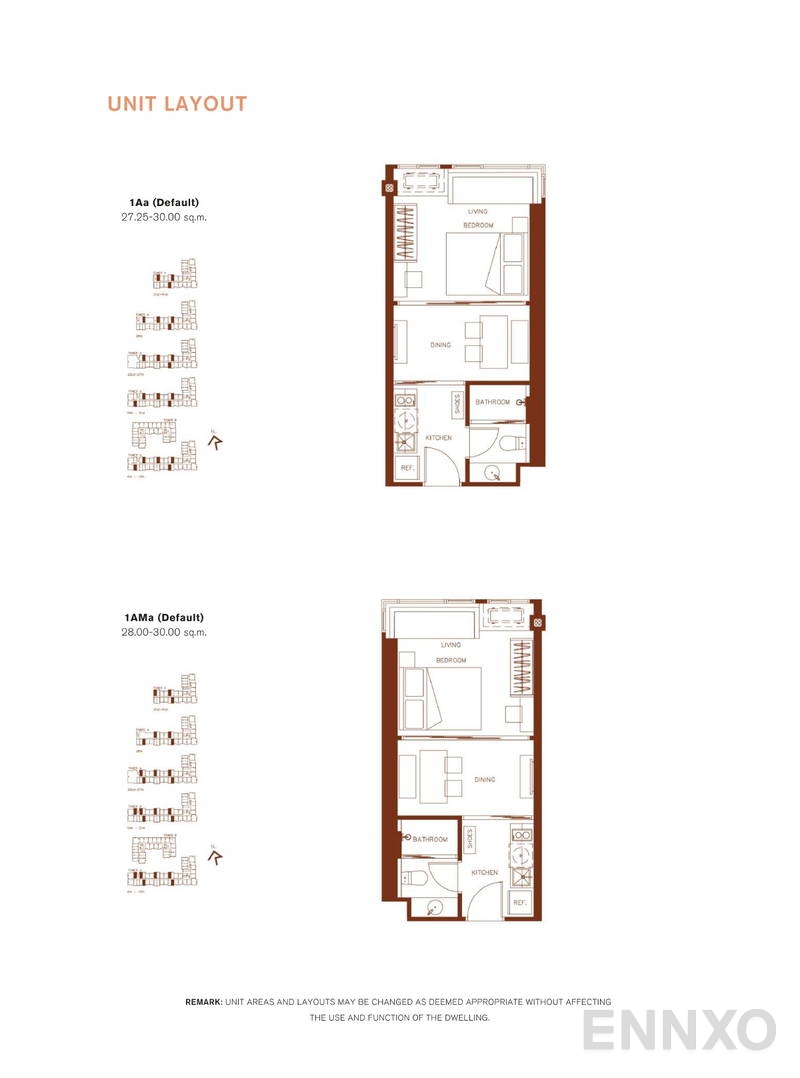 รูปแปลนห้อง 1 Bedroom ของโครงการ XT Huaikhwang