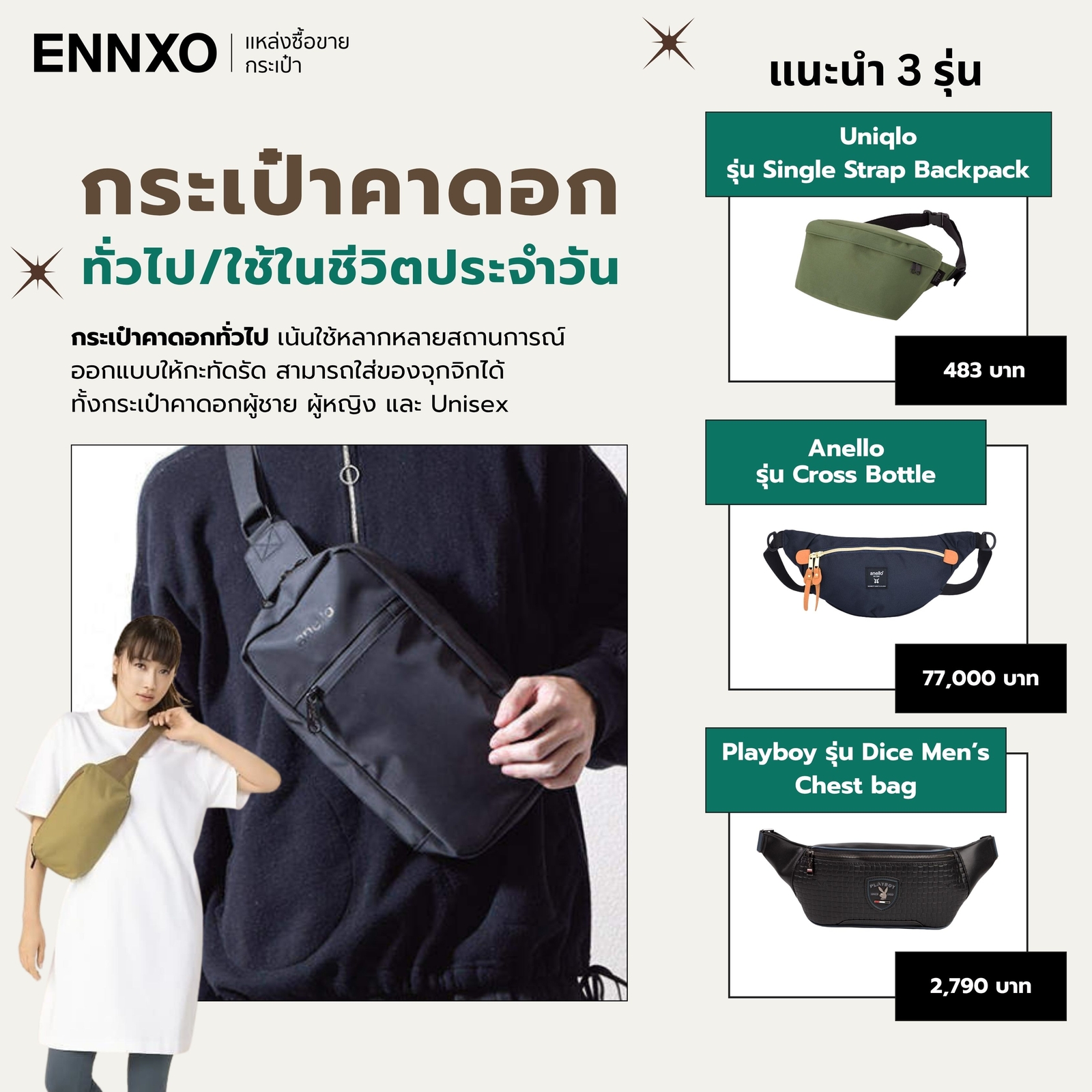 กระเป๋าคาดอก-กันน้ํา-ผู้ชาย-ผู้หญิง