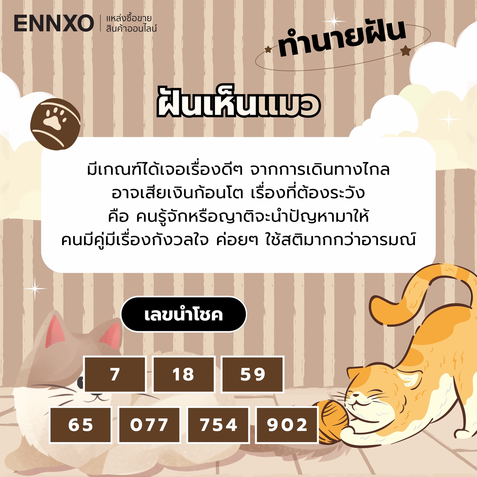 ฝันเห็นแมว ความหมายและเลขเด็ด