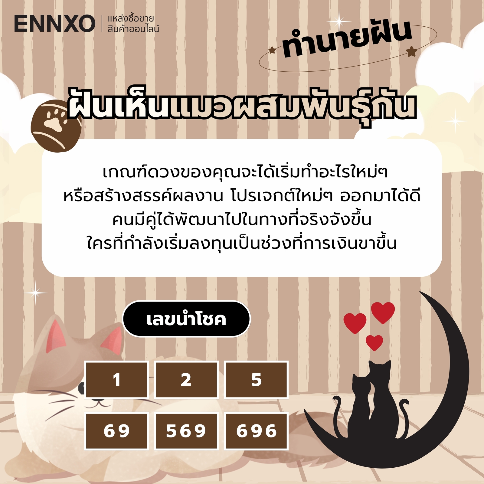 ฝันเห็นแมวผสมพันธุ์กัน ความหมายและเลขเด็ด