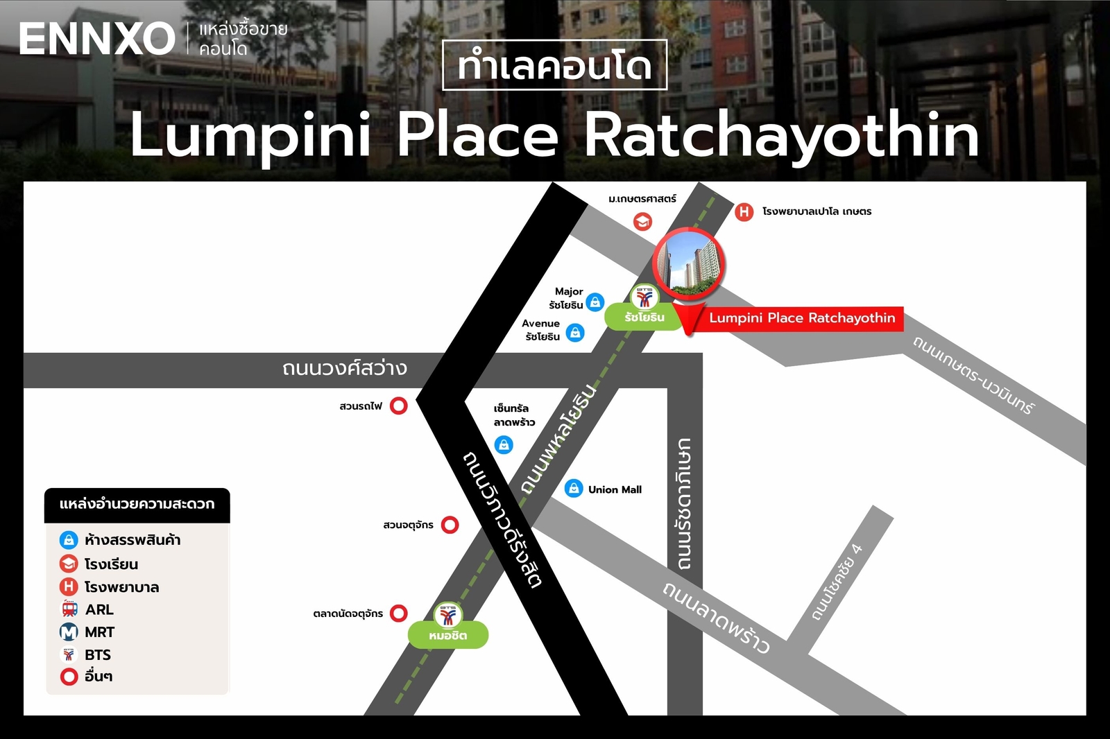 ที่ตั้ง คอนโด Lumpini Place Ratchayothin